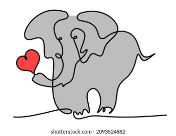 Silhouette Color Abstract Elephant Heart Line Stock Vector (Royalty ...