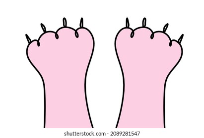 Silhouette of color abstract paw as line drawing on white. Vector