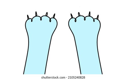 Silhouette of color abstract paw as line drawing on white. Vector