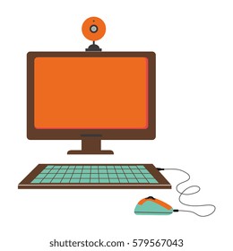 silhouette color with desktop computer and webcam