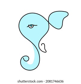 Silhouette of color Lord Ganesha as line drawing on the white background. Vector