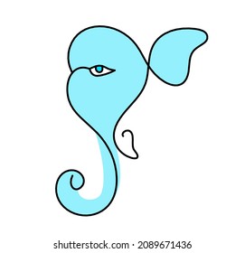 Silhouette of color Lord Ganesha as line drawing on the white background. Vector