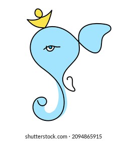 Silhouette of color Lord Ganesha as line drawing on the white background. Vector