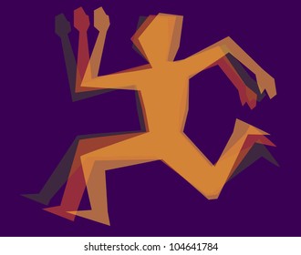 silhouette color man running