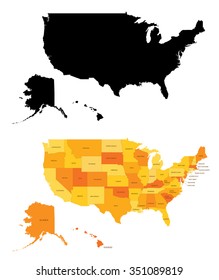 Silhouette Color map of United States