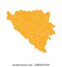 Silhouette and color orange Bosnia and Herzegovina vector map illustration high detailed