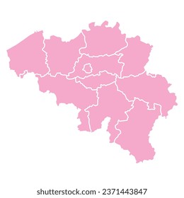 Silhouette and color pink belgium vector map illustration high detailed