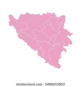 Silhouette and color pink Bosnia and Herzegovina vector map illustration high detailed