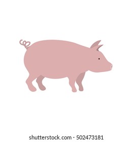 silhouette color with pink pig