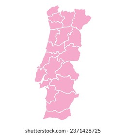 Silhouette and color pink portugal vector map illustration high detailed