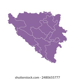 Silhouette and color purple Bosnia and Herzegovina vector map illustration high detailed