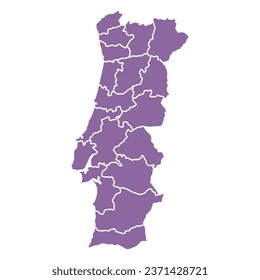 Silhouette and color purple portugal vector map illustration high detailed