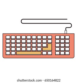 silhouette color section of computer keyboard vector illustration
