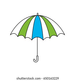 silhouette color section of opened stripe umbrella vector illustration