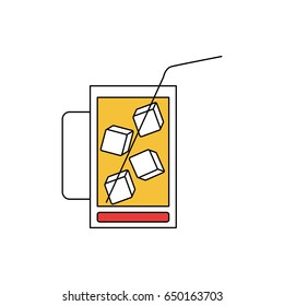 silhouette color section of refreshing drink with ice cubes vector illustration