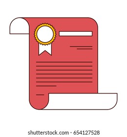 silhouette color sections of certificate document paper page with stamp vector illustration