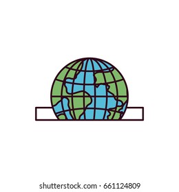 silhouette color sections closeup flat globe earth world depositing in rectangular slot vector illustration