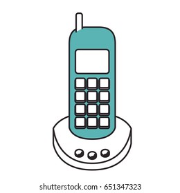 silhouette color sections of cordless phone vector illustration