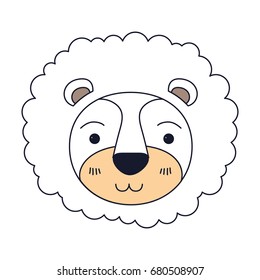 silhouette color sections of cute face of lion tranquility expression with mane vector illustration