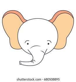 silhouette color sections face male elephant animal happiness expression vector illustration
