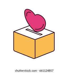 silhouette color sections flat heart depositing in a carton box vector illustration