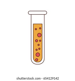 silhouette color sections of glass test tube with solution vector illustration