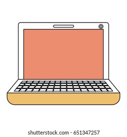 silhouette color sections of laptop computer vector illustration