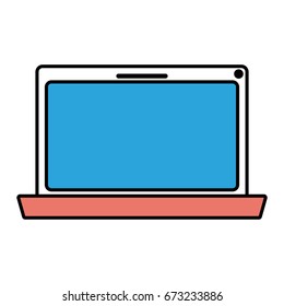 silhouette color sections of laptop computer vector illustration