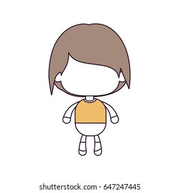 silhouette color sections and light brown hair of faceless little boy with short wavy hair vector illustration