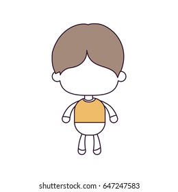 silhouette color sections and light brown hair of faceless little boy with short hair vector illustration