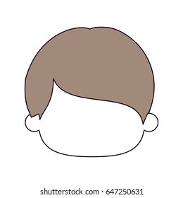 silhouette color sections and light brown hair of faceless head of little boy with short straight hair vector illustration