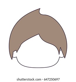 silhouette color sections and light brown hair of faceless head of little kid with short wavy hair vector illustration