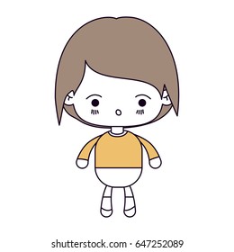 silhouette color sections and light brown hair of kawaii little boy with facial expression of surprise vector illustration