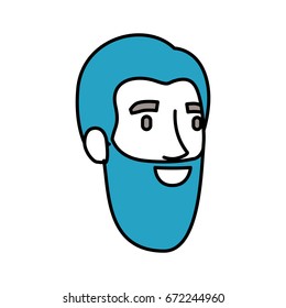 silhouette color sections of man face with long beard vector illustration