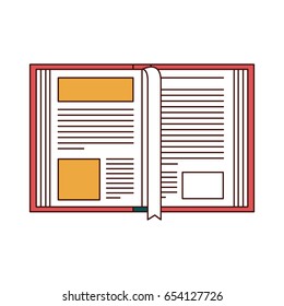 silhouette color sections of open book with bookmark vector illustration