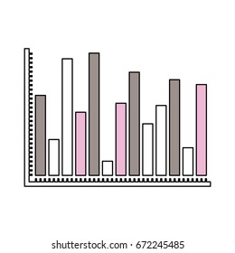 silhouette color sections of statistical graphs colour bars vector illustration