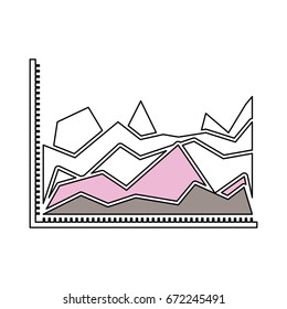 silhouette color sections of statistical graphs in shape of peak vector illustration