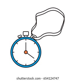 silhouette color sections of stopwatch with timer and cord vector illustration