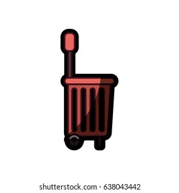 silhouette color with shopping basket with wheels and half shadow and thick contour vector illustration