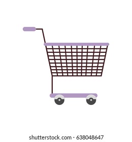 silhouette color with shopping cart purple vector illustration