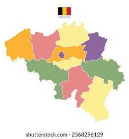 Silhouette and colored Belgium map