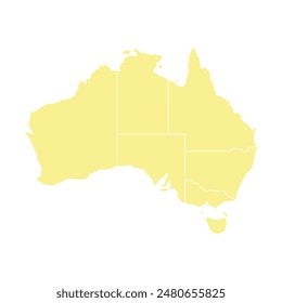 Silhouette and colored (creamy) 
australia map