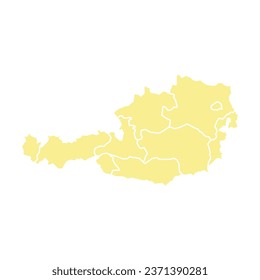 Silhouette and colored (creamy) austria map