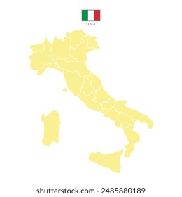 Silhouette and colored (creamy) italy map