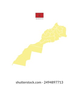 Silhouette and colored (creamy) morocco map vector illustration map Africa