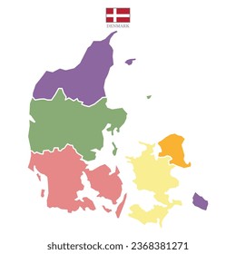 Silhouette and colored Denmark map