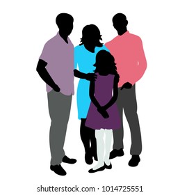  silhouette in colored family clothes