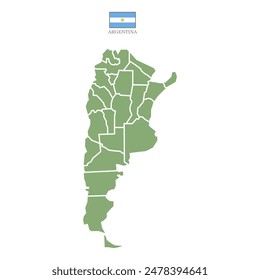 Silhouette und farbige (grüne) Argentinien Karte