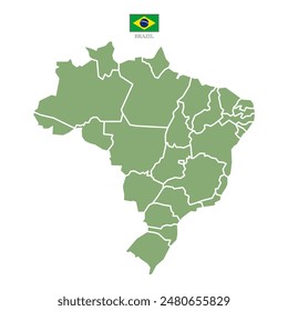 Silueta y color (verde) mapa de Brasil