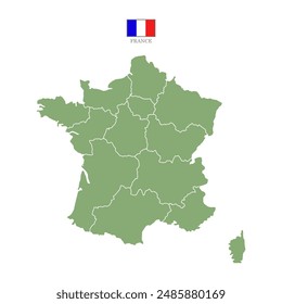 Silhouette and colored (green) france map